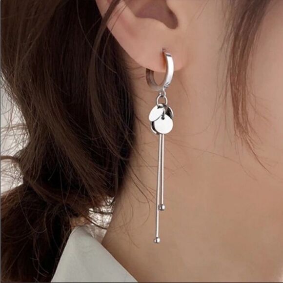 #2 Sterling Silver Coin Tassel Earrings - Picture 1 of 6